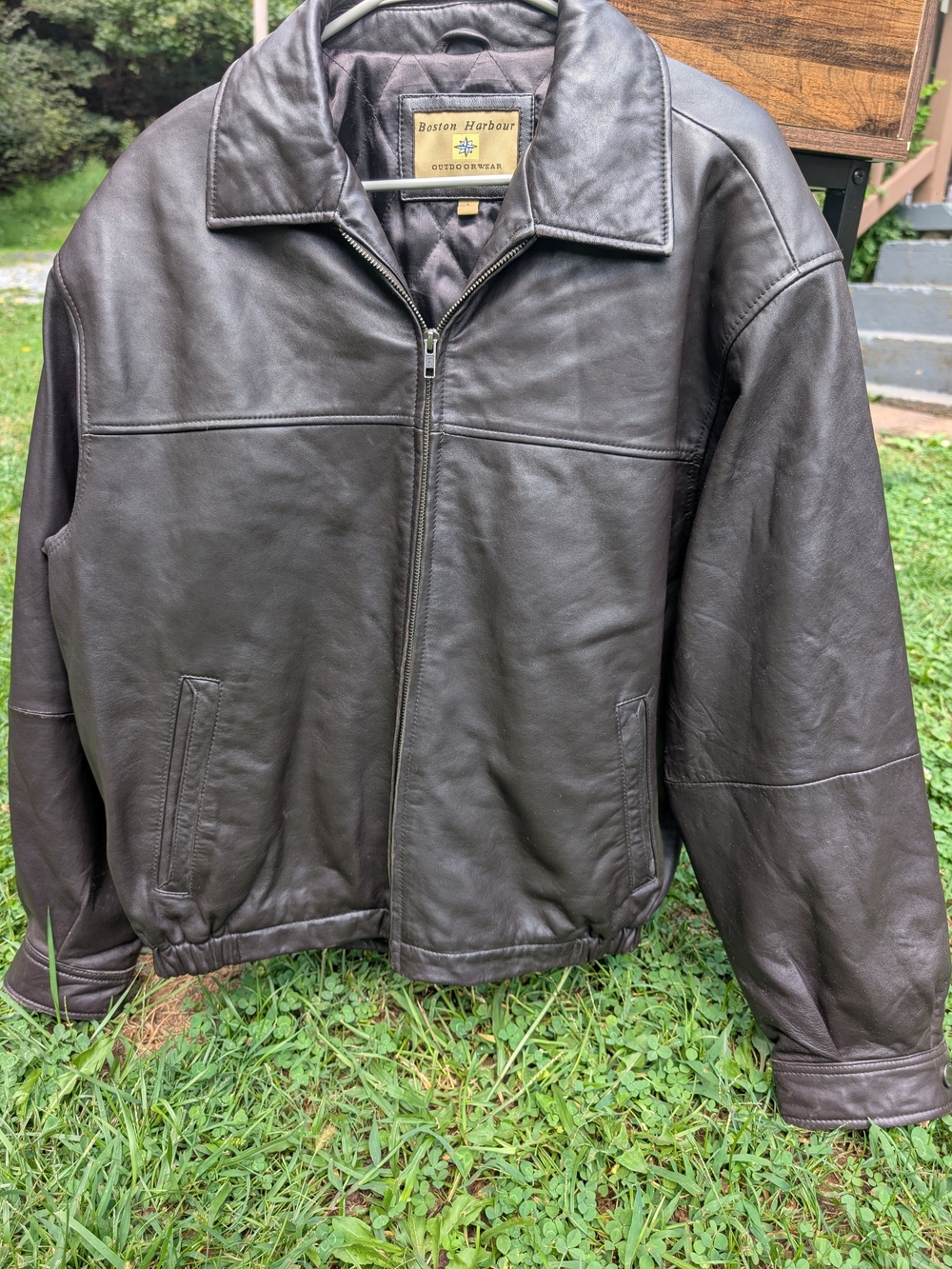 Men's Dark Brown Leather Bomber Jacket